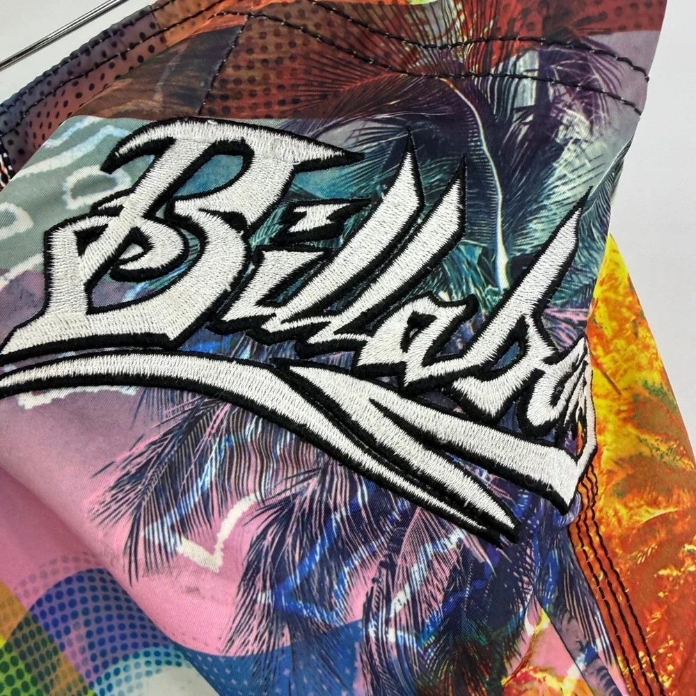 Billabong Vintage Board Shorts Mens 36 Embroidered  Graphic Skull Girl Tropical